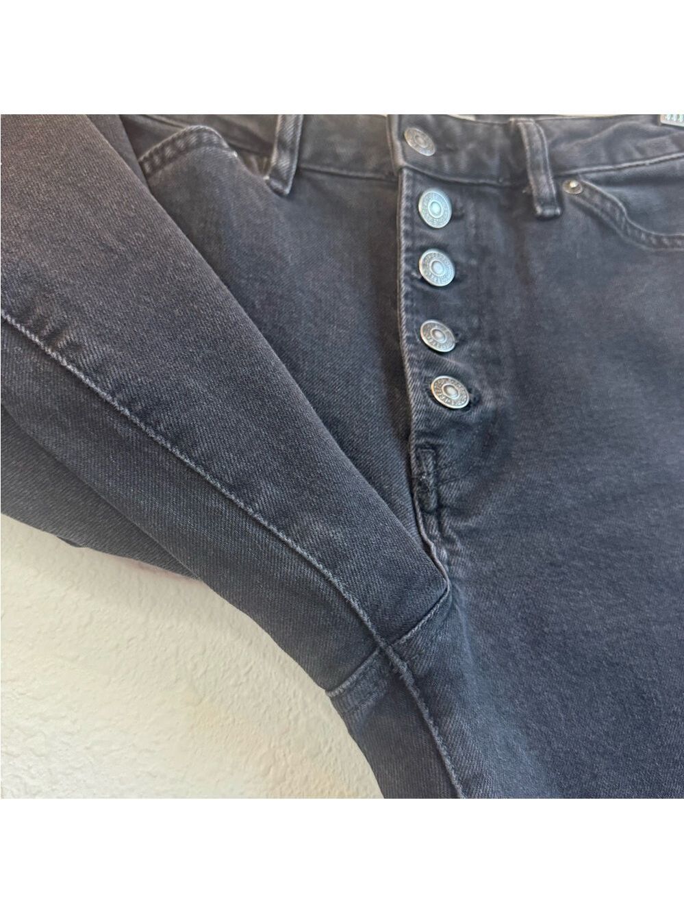 FREE PEOPLE High-Rise Black/Grey Stonewashed Denim - Picture 8 of 12
